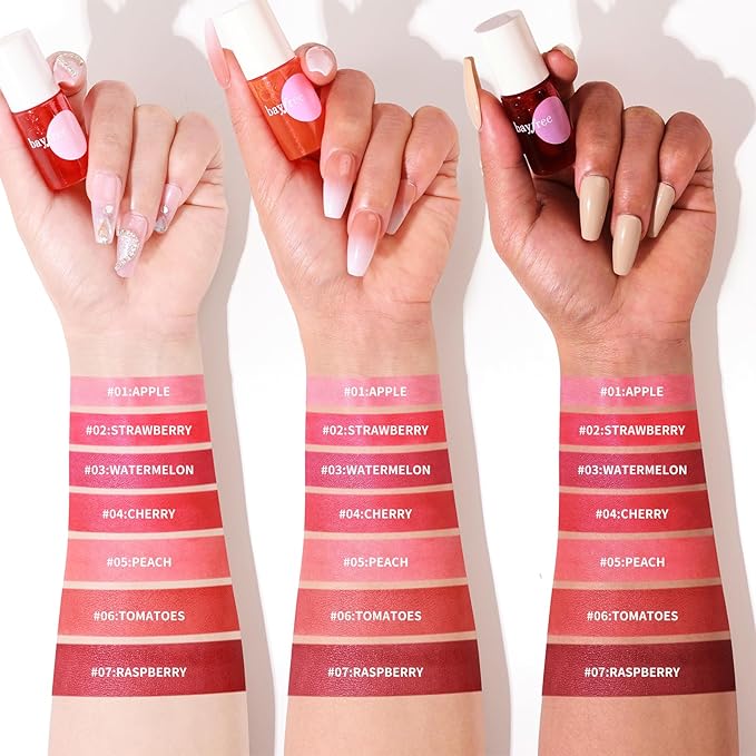 bayfree Lip Tint Stain Set, Korean Water Tint Lightweight Non-sticky, Waterproof Long Lasting Liquid Blush & Lip Stain, Transfer-Proof, Matte Finish Lip Color Makeup (juicy)
