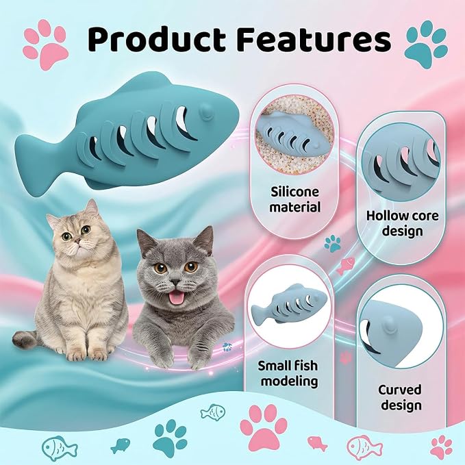 2Pack Fish Shaped Cat Toy Treat Dispenser Puzzle Feeder for Indoor | Slow Feeder Bowl & Enrichment for Kittens | Avocado Interactive Toys