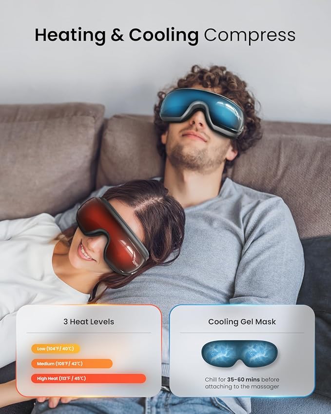 RENPHO Eyeris 3 Eye Massager with Heat and Cooling, FSA Eligible HSA, Birthday Christmas Gifts for Women Men Him Her, Voice Control Eye Mask for Migraines, Eye Care with DIY Massage, Reduce Dry Eyes