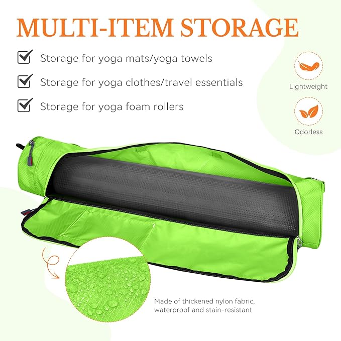 Upgrade Yoga Mat Bag, Waterproof Yoga Gym Bag Tote Bag with Adjustable Strap, Multi-Pockets Yoga Mat Carrier for Gym, Fitness