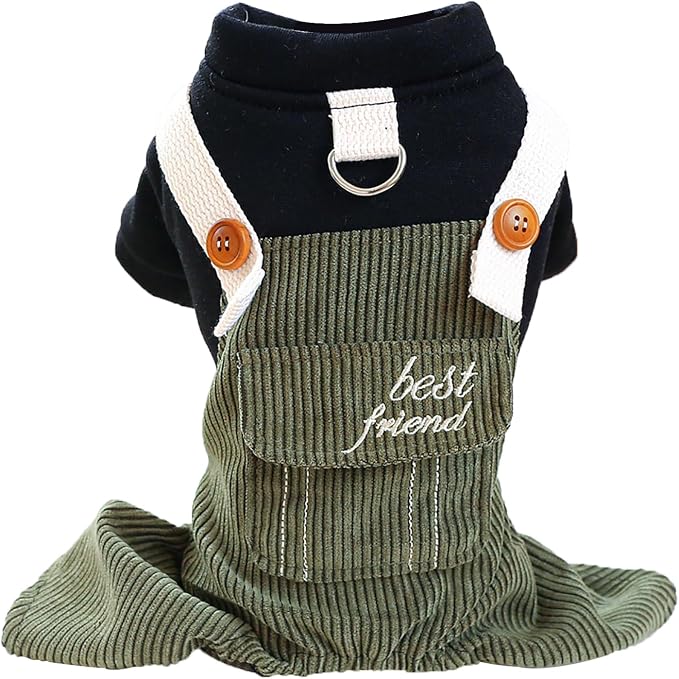 Dog Comfortable Soft Overalls Dog One-Piece Bear Outfit Puppy Cute Sweater Shirt Corduroy Pants Pet Stylish Summer Spring Clothes for Small Dogs Chihuahua Dachshund Daily Holiday Jumpsuit Costume