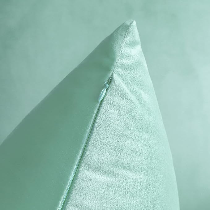 Artscope Luxury Velvet Pillow Covers Decorative Square Pillowcases Soft Solid Cushion Cases for Couch Sofa Bedroom Home Decor 20x20 Inch Aqua Green