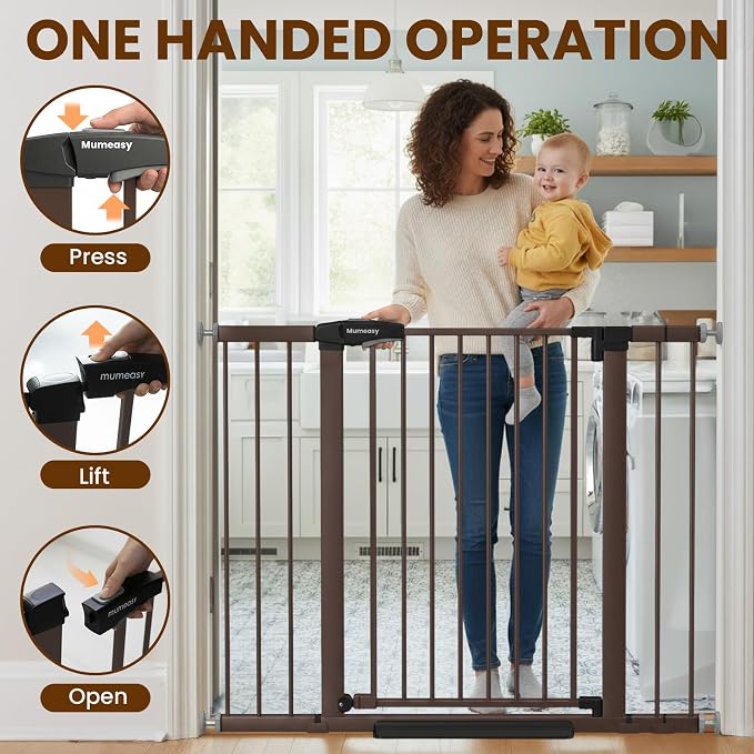 Mumeasy 36" Extra Tall Dog Gate, 29.7-46" Baby Gate for Stairs & Doorways
