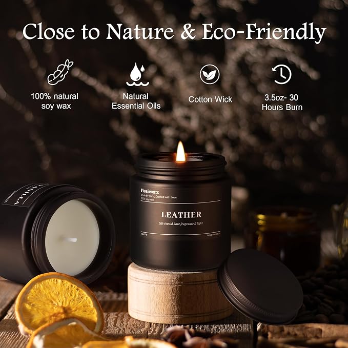 9 Pack Scented Candles Set Gifts for Men, Aromatherapy Candle Set with Scents （Tobacco & Vanilla/Apple Cinnamon/Amber）- Gift for Dad, Boyfriend, Birthday, Father’s Day, Anniversary