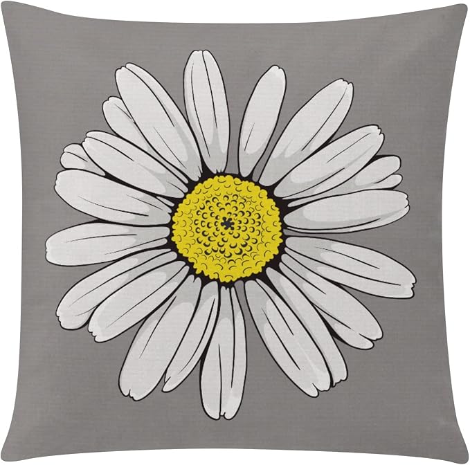 Yellow Throw Pillow Covers 20x20 Set of 6, Large Daisy Floral Home Decor | decorative daisy dahlia, Botanical floral, Large Throw Pillow Size, Breathable Linen, summer Decor Couch Sofa Living Room