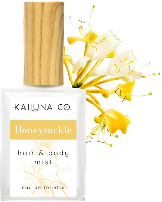 Kailuna Co. Honeysuckle Natural Hair & Body Mist Spray, Pure Essential and Fragrance Oils, Alcohol-Free, Handmade in California, 0.5Fl Oz
