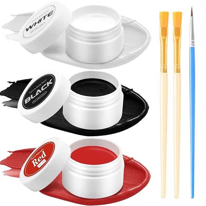 Clown Makeup Kit,Red Black and White Face Painting Kit Professional,Clown Face Paint Halloween Makeup Kit with Brushes,Oil Based Body Paint for Adults,Joker Vampire Zombie Makeup