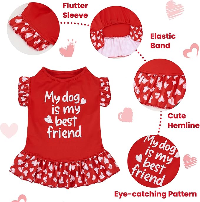 XPUDAC 4 Pack Cute Dog Dress for Small Dog, Floral Puppy Dress Sweet Girl Pet Skirt Outfits Colorful for Birthday Holiday Spring Summer Pet Clothes for Girls, L