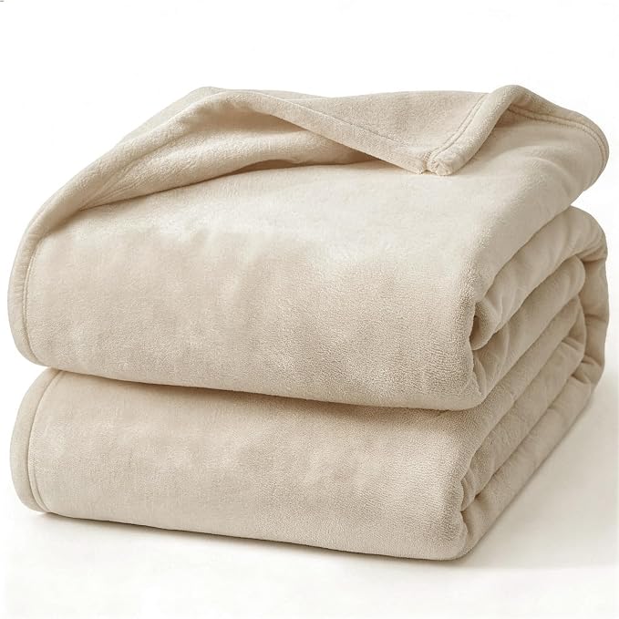 Hansleep Throw Taupe Fleece Blanket, Soft Flannel Bed Blanket | Fuzzy Cozy Blanket 50x60 Inches, Multi-use for Bed, Sofa, Couch, Travel, Camping, All Season Warm Lightweight Cover