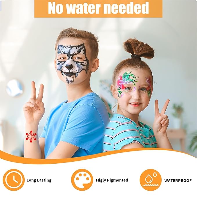 Jim&Gloria Water Resistant Face Paint Tattoo Pen, Temporary Tattoo Markers for Skin, Body Painting Kit, Teen Girl Gifts Trendy Stuff, Makeup Toys Crafts, Christmas Gifts for Kids Teenage Adults