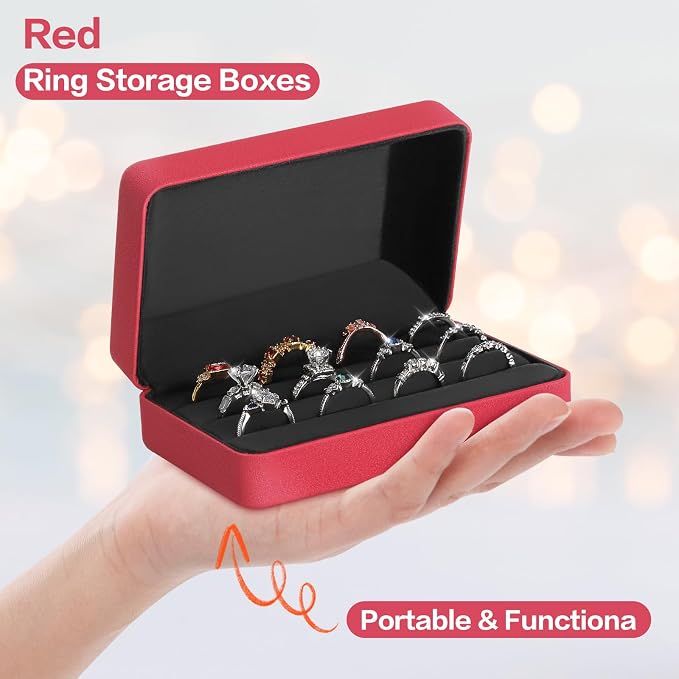 KUKUVR Velet Jewelry Ring Storage Box | Travel Jewelry Case with 3 Slot Ring Display Organizer