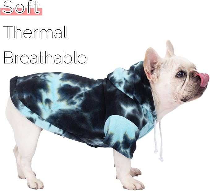 Dog Hoodie Tie Dye Dog Sweatshirt Chic Winter Clothes Ultra-Soft Warm Sweaters for Small Medium Dogs Fashion Pet Clothes for Dogs (Blue/Black/Grey, M (Back: 12.99",Chest: 17.71", Neck: 14.96"))