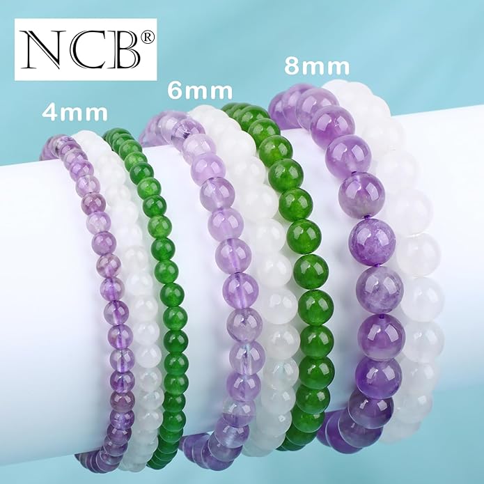 NCB 2.3-Piece 4mm Natural Crystal Gemstone Stretch Bracelets – Handmade Reiki Energy Healing Jewelry for Meditation,Yoga, Unisex