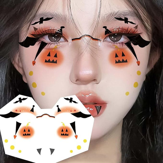 1 Pcs Freckles Face Tattoo, Halloween Prank Makeup Temporary Tattoo, Children's Face Stickers, Halloween Face Tattoo Stickers, Pumpkin Sticker, Glow Up Makeup
