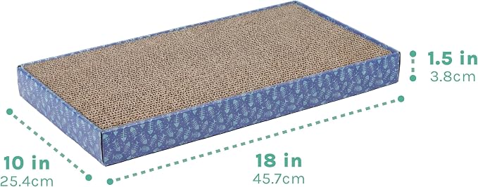 Kitty City 5-Pack XL Double Sided Corrugate Cat Scratcher Pads with Catnip - X-Large Horizontal Cat Scratcher Mats, Reversible Corrugate Nail File Scratchers - Fish Bone Design, 18” x 10” Each