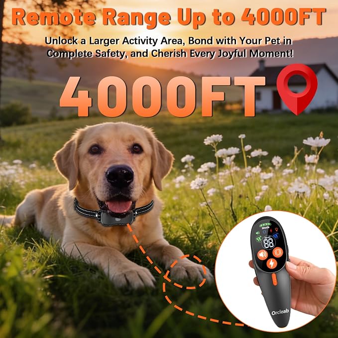 Shock Collar for Dogs 2 Pack, 4000FT IP67 Waterproof 2 Dog Training Collar 4 Training Modes, Shock Collar with Remote Control for Dogs with Light, E Collars for Small Medium Large Dogs (5–150Lbs)