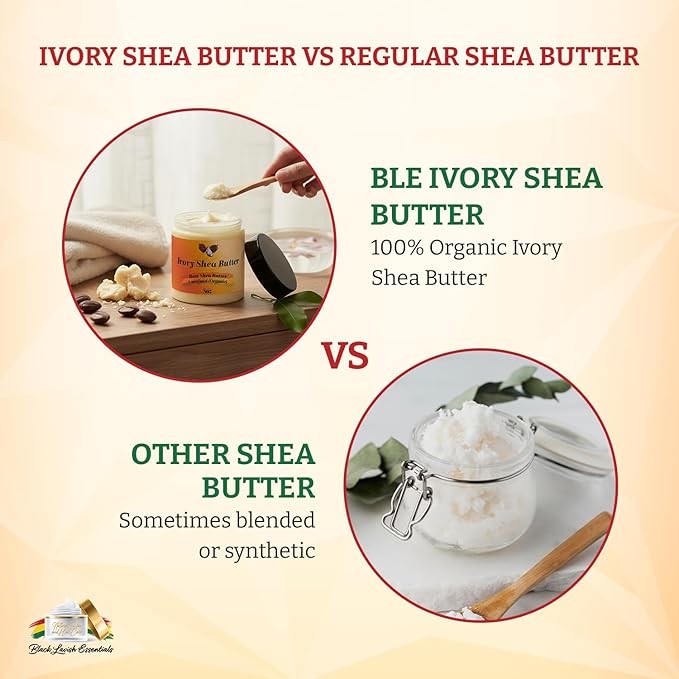 Organic West-African Ivory Shea Butter, Raw & Unrefined Grade A Shea Butter, DIY Ingredient, Moisture-Rich Skin & Hair Butter, Fast Absorbing, 8 oz Jar