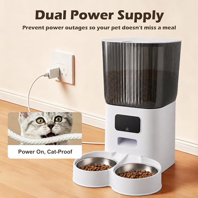 Automatic Cat Feeder with Camera, OIUMHRU 5G WiFi 7L Timed APP Control | 2K Pan/Tilt Camera, Automatic Dog and Cat Food Dispenser, Two-Way Audio, Night Vision, Motion Detection, Dual Bowls