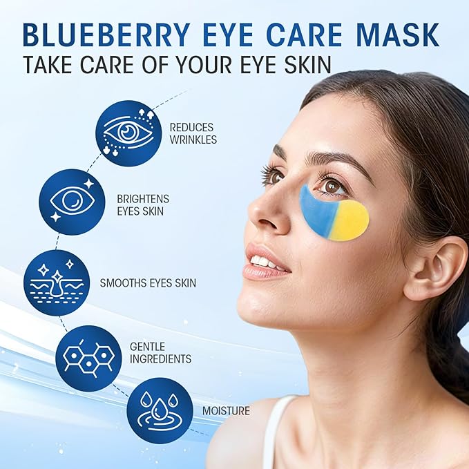 30 Pairs (60pcs) Under Eye Patches, Multi-Moisturizing Under Eye Mask Patches with Blueberry Extract,Cooling Eye Patches for Puffy Eyes and Dark Circles,Overnight Eye Patches for Night Shift Workers