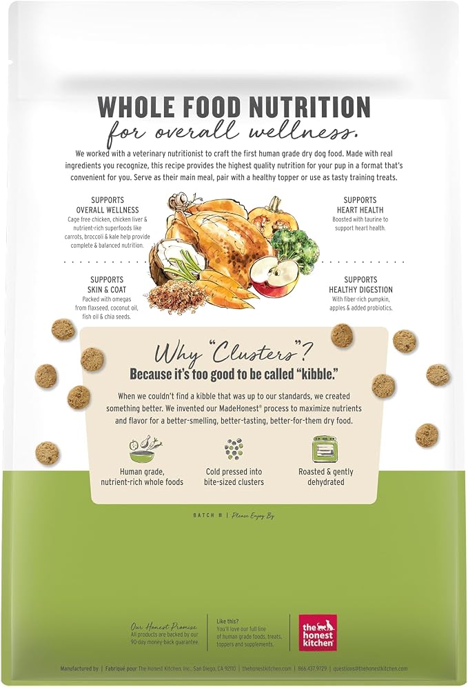 The Honest Kitchen Whole Food Clusters Grain Free Chicken Dry Dog Food, 5 lb Bag