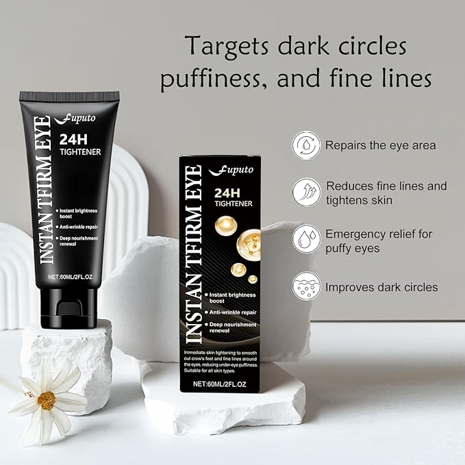 Instant Eye Tightener Cream, 60ML Instant Firm Temporary Eye Tightener for Reduces Dark Circles, Puffiness, Fine Lines, Upgraded Formula for Women, Fast-Absorbing & Moisture Lock（1Pcs