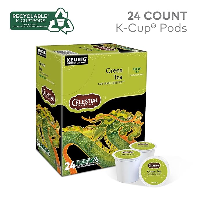 Celestial Seasonings Authentic Green Tea, K-Cup Portion Pack for Keurig K-Cup Brewers, 24-Count