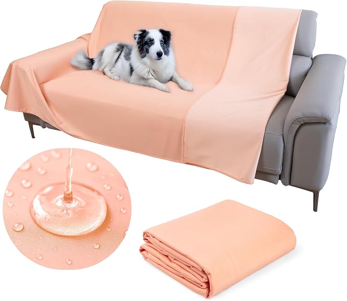 Thin Reversible Waterproof Protective Cover or Liner for Bed or Couch (Queen Size, 96 x 82 inch), for Dogs and Cats, Babies; Incontinence, Dirt, Drool
