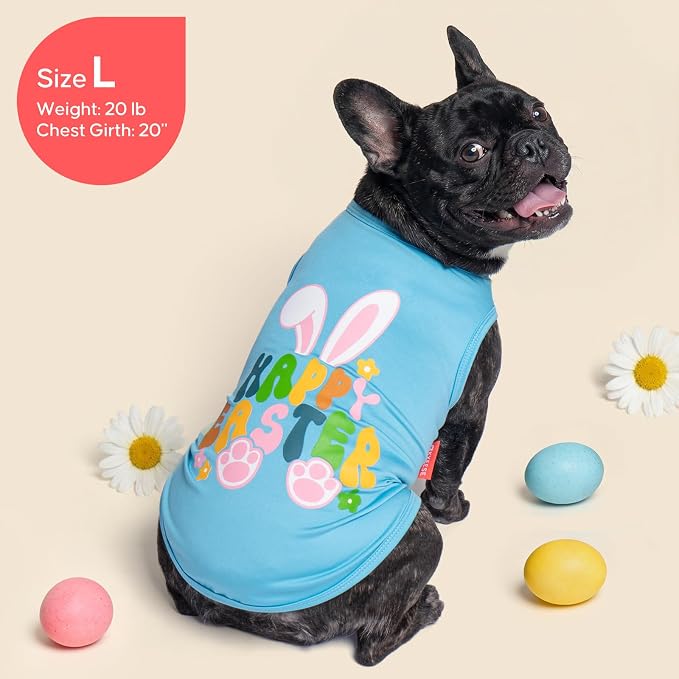 KYEESE 2Pack Easter Dog Shirt, Breathable Tank Top Sleeveless Dog T Shirts for Small Dogs Boy Girl, Lightweight Dogs Clothes Pet Outfit for Holiday, Blue+Bunny, M