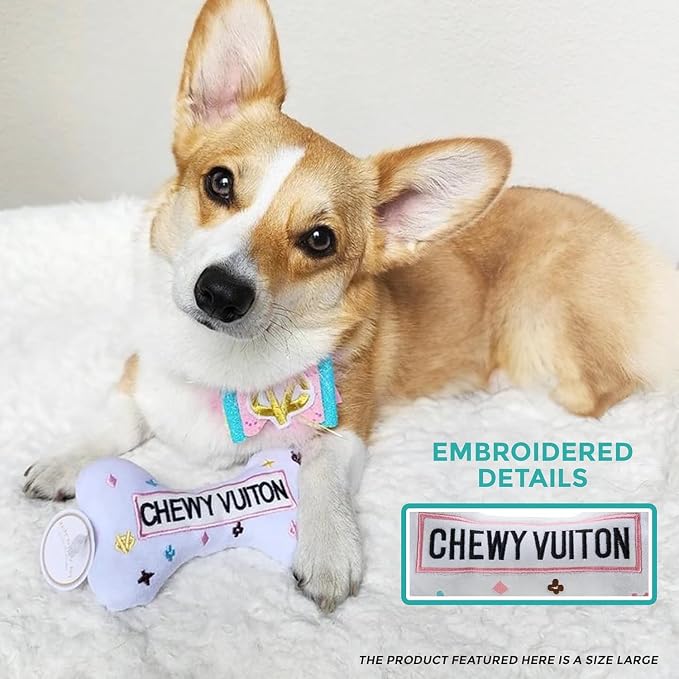 Haute Diggity Dog Chewy Vuiton Bone Plush Dog Toy, Designer Parody Toy