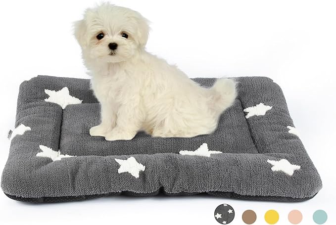 Mora Pets Dog Crate Pad Washable Cat Dog Bed for Crate Flat Pet Kennel Mat | Soft Dog Cat Bed Mat, Puppy Crate Pad for Dog Cages Cozy Sleeping Liner, Cute Pet Pillow Cushion Anti Slip Small Grey 24 x 18
