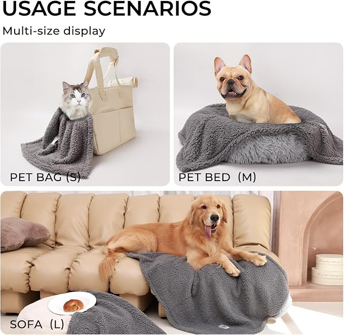 1 Pack 3 Calming Blankets Fluffy Premium Fleece Pet Blanket Soft Sherpa Throw for Dog Puppy Cat Grey Medium (30“x20'') | Fluffy Throw Blanket Washeble for Crate Bed Couch Indoor. Cozy Pet Blanket, Puppy Essentials Dog gift,Grey1,Medium