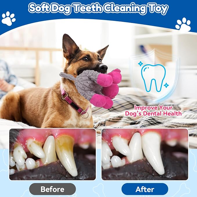 loncoldy Plush Chew Toys for Large Dogs, Tough Crinkle Stuffed Animal Squeaky Interactive Toys for Small Medium Large Dogs, Keep Them Busy, Big Pet Toys