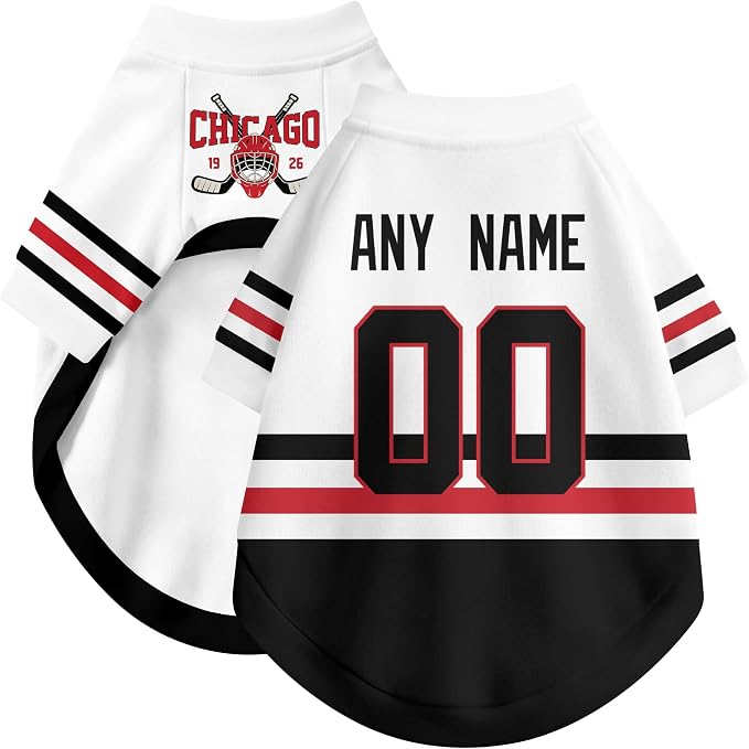Chicago Dog Clothes Personalized Pet T Shirt for Dogs Gift | Custom Name Number Jersey Style Pet Shirt for Dog