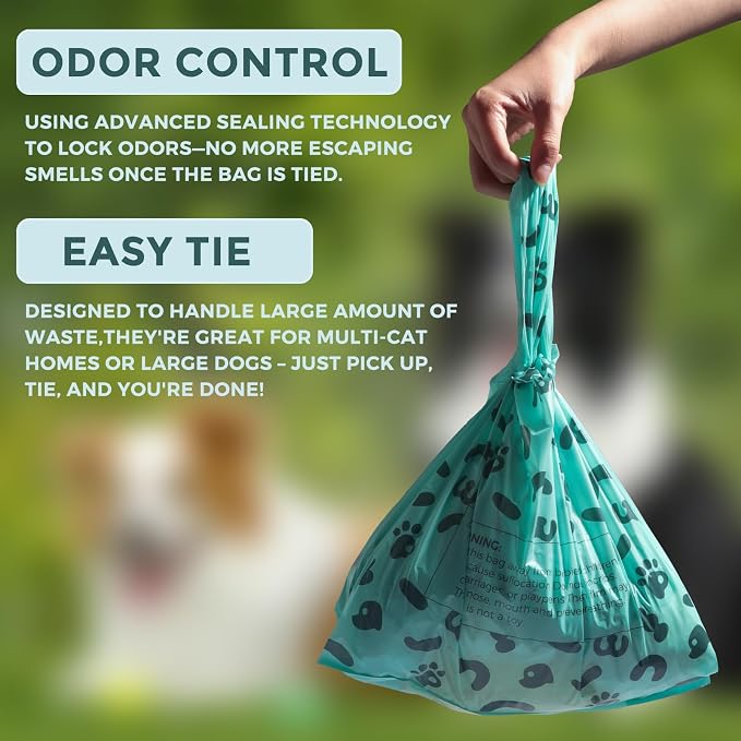 Dog Poop Bags with Handle,fit for Swivel Bin Pooper Scooper,Cornstarch Based Heavy Duty and Leak-Proof Waste Bags for Dog & Cat Litter(100 Count Extra Large 2.6 Gallon,Unscented)
