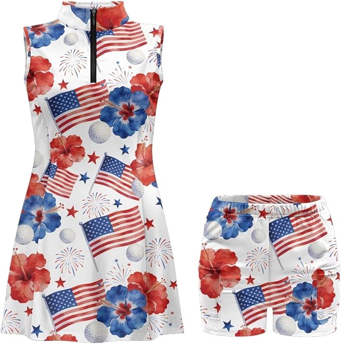 Golf Dress Tennis Dresses for Women with Built in Shorts and Pockets Sleeveless Athletic Dress Workout Dress