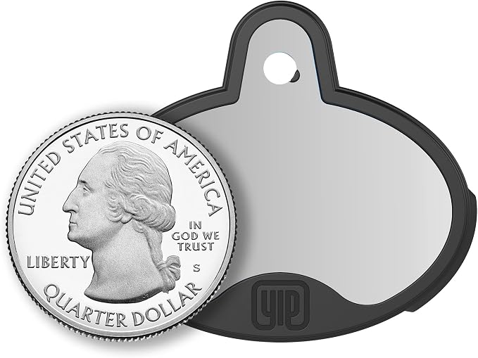 YIP Smart Tag ID & Custom Engraved Dogs Tracker - Compatible with Samsung Galaxy (No GPS Subscription Or Monthly Fee) Pets Collar Location Oval Silver