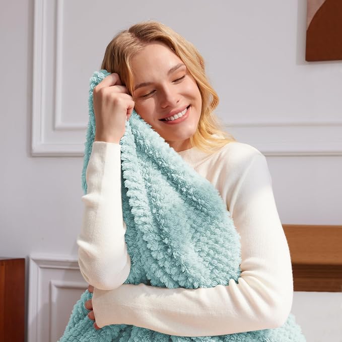Whale Flotilla Extra Large Soft Fleece Throw Blanket for Couch | 50x70 Inch, Light Blue, Suitable for Sofa Chair Bed, Fluffy Fuzzy Jacquard Blankets for All Season, Lightweight and Cozy