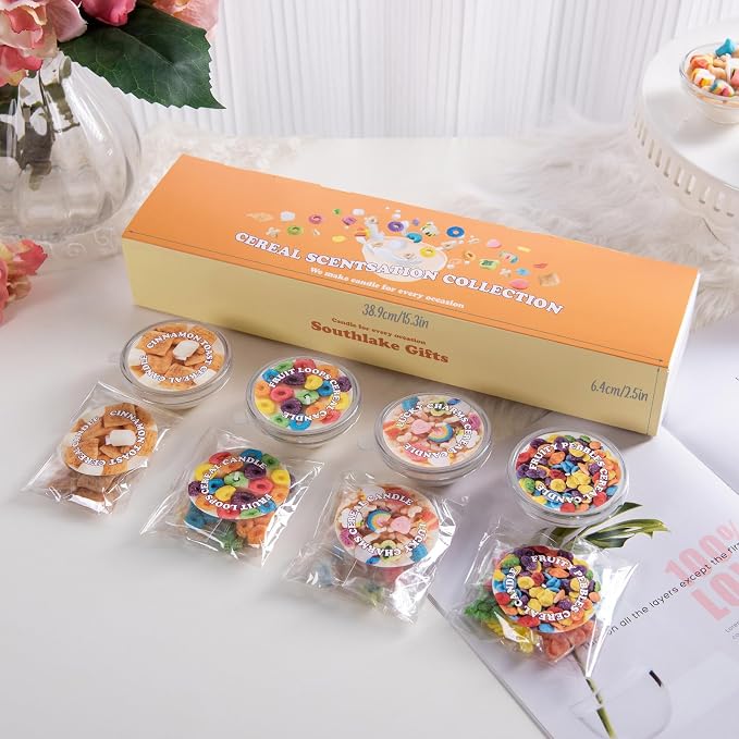 Mini Mix Funny Cereal Bowl Scented Soy Vegetable Wax Candles for Birthday Party Wedding Favor (4pcs/Pack)
