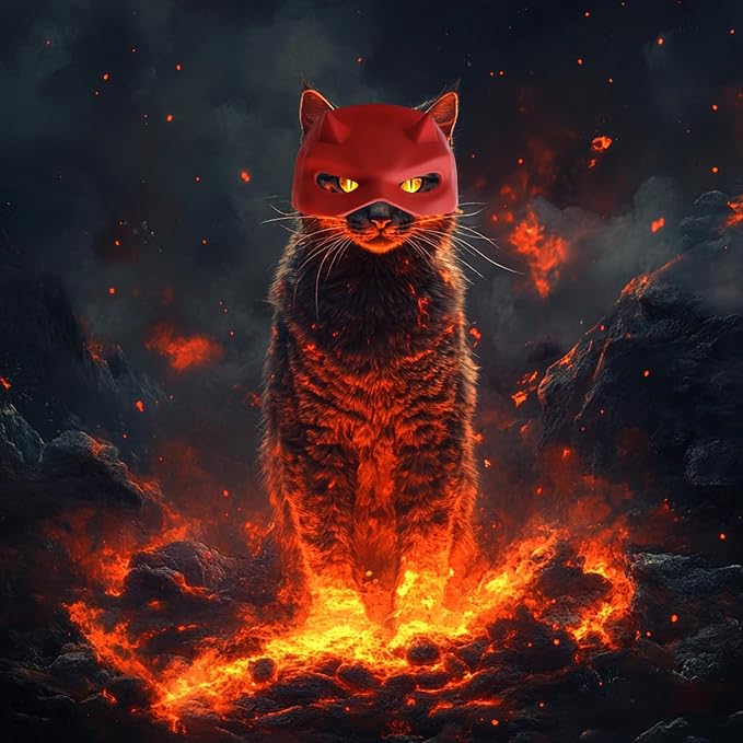 Yipintang Cat Bat Mask Halloween Costumes Accessories for Cats, Cat Bat Cosplay Apparel (Medium, Red Devil)