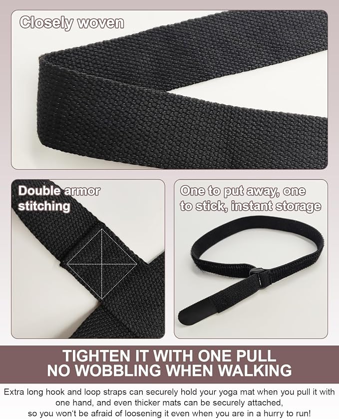 Yoga Mat Carrier, Premium Yoga Strap for Carrying Yoga Mats with Adjustable Hook and Loop Strap, Suitable for Carrying Most Sizes of Yoga Mats, Free Your Hands, Soft and Durable
