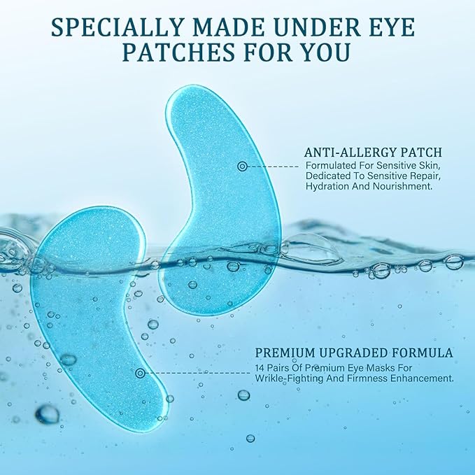 Under Eye Patches Masks - 24K Gold Eye Patch for Dark Circles and Puffy Eyes, Wrinkles, Fine Lines, Eye Bags Treatment with Collagen and Hyaluronic Acid, Moisturizing and Firming (60 Pcs White