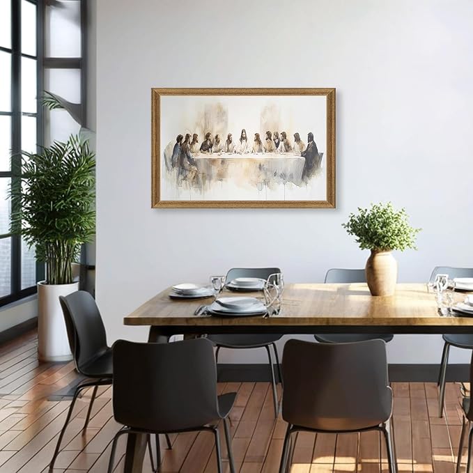 Fantasy Artists The Last Supper Christian Wall Art – Sacred Biblical Scene of Jesus and the Twelve Apostles, Reverent Religious Artwork for Church, Prayer Room & Faith-Centered Home,20W X 30H