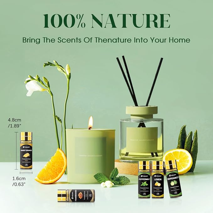 Essential Oils Set - 16x5ml Essential Oil for Diffusers for Home, Humidifier, Aromatherapy, Massage, Soap, Candle Making (0.17oz)