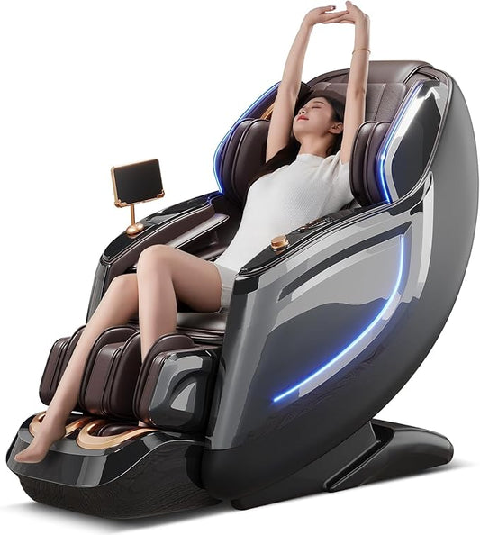 4D Full Body Massage Chair with Dual SL Tracks - Zero Gravity Recliner, AI Body Scan & Foot/Calf Rollers for Home Office Deep Sleep Relaxation (Black)