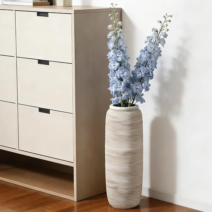 ALMA White Tall Vase for Floor, 18'' Extra Large Vase for Pampas Grass | Big Ceramic Vase for Dried Flower, Rustic Decorative Vases for Home Decor, Living Room, Mantel, Entry, Holiday & Wedding Gift