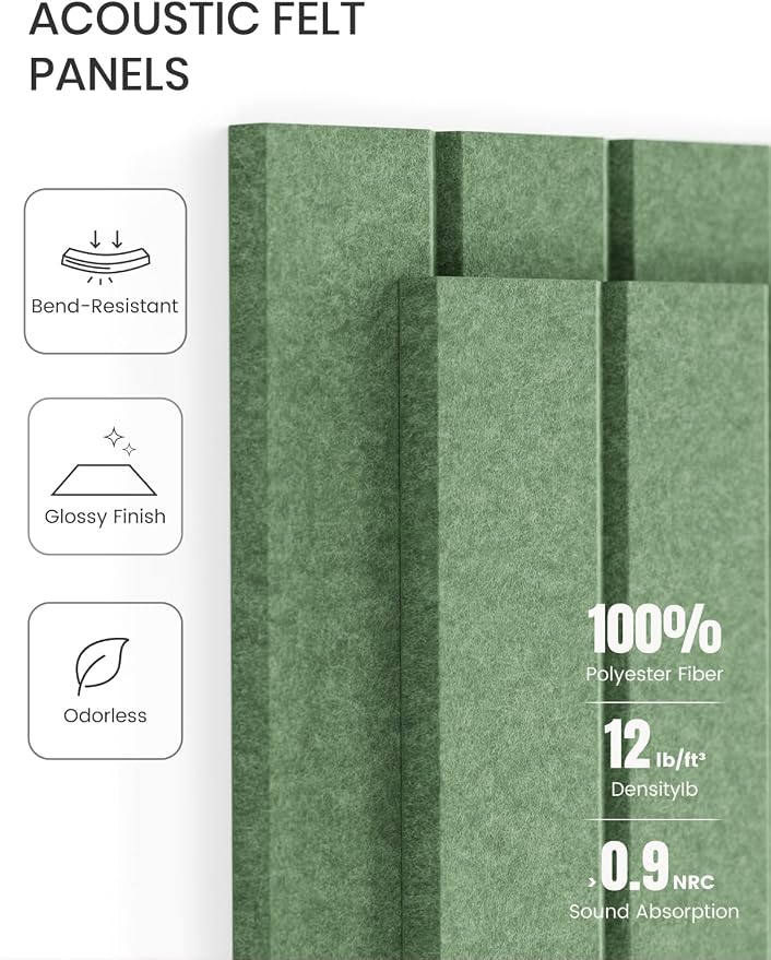Fluxynara 36" x 24" Large Felt Bulletin Board, Moss Green | 6 Pack Cork Board Alternative with 30 Safe Adhesive Tabs, Felt Pin Boards for Wall Decor, Home, Office, Classroom, Dorm