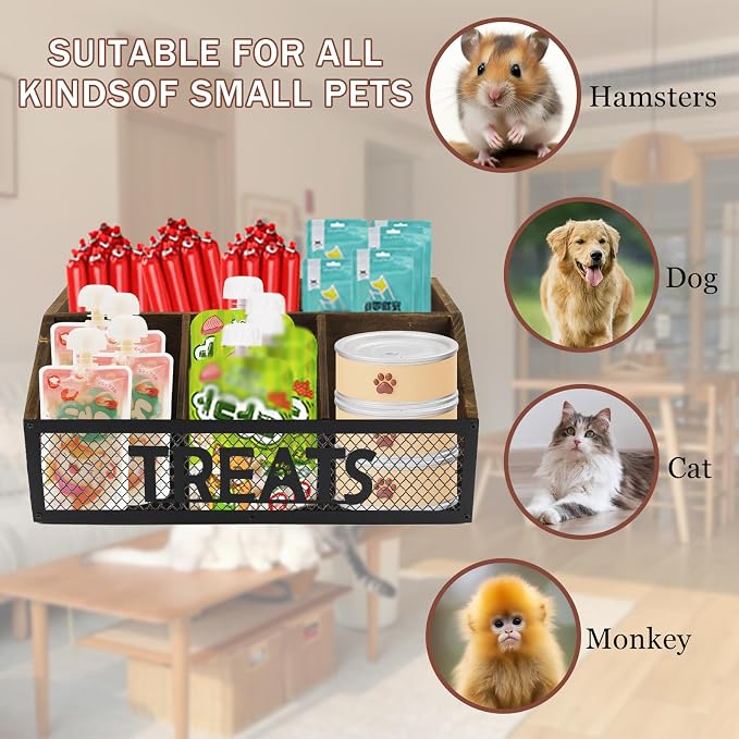 Geyecete dog treat jar dog treat container for countertop Dog Treat Container Wooden grid snack storage box trapezoid cat treat jar Desktop treat bar