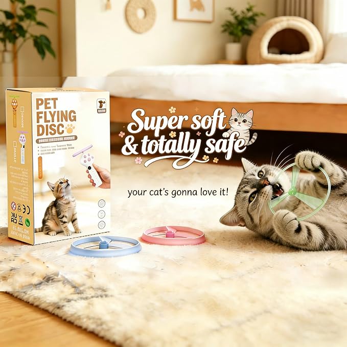 40Pcs Cat Toy Flying Discs, Interactive Cat Fetch Toy for Indoor Cats | Chasing Hunting Training Toys for Kittens & Adult Cats（40Pcs）