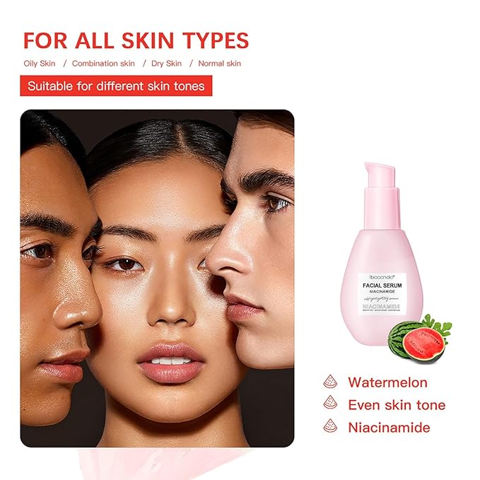 75ML Watermelon Niacinamide Face Serum, Hydrating Facial Serum With Hyaluronic Acid,Glycerin and Vitamin E,Liquid Highlighter for Skin Care
