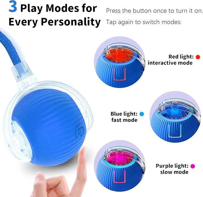 Cat Toys for Indoor Cats Smart Automatic Bal Moving Chase Dogs Toy, Blue | Ball Rolling for Bored Kitten Pet, Upgraded Speedy Moving Chase Dogs Toy